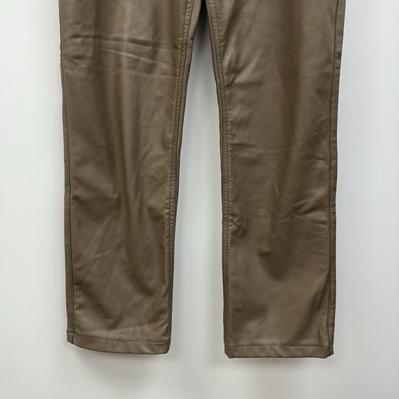 Abercrombie & Fitch '90s Straight Ultra High Rise Faux Leather Pant Olive Brown - Picture 5 of 11